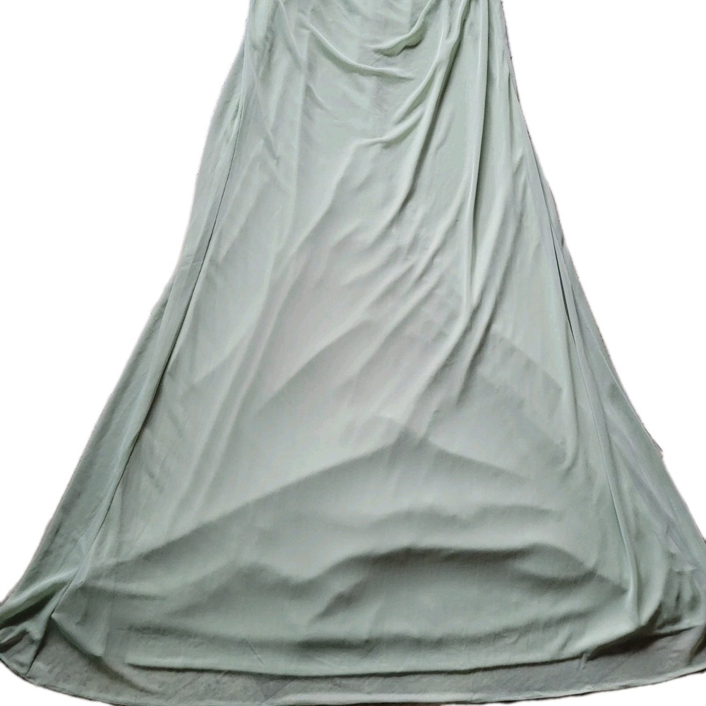 NEW Azazie SELAH Dusty Sage Green Flutter-Sleeve Chiffon Gown Size A6 Bridesmaid - Picture 4 of 8